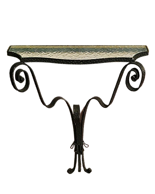 WROUGHT IRON SCROLLED MOUNTED CONSOLE