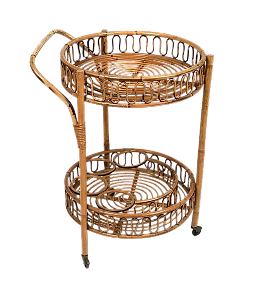 BAMBOO & RATTAN BAR CART