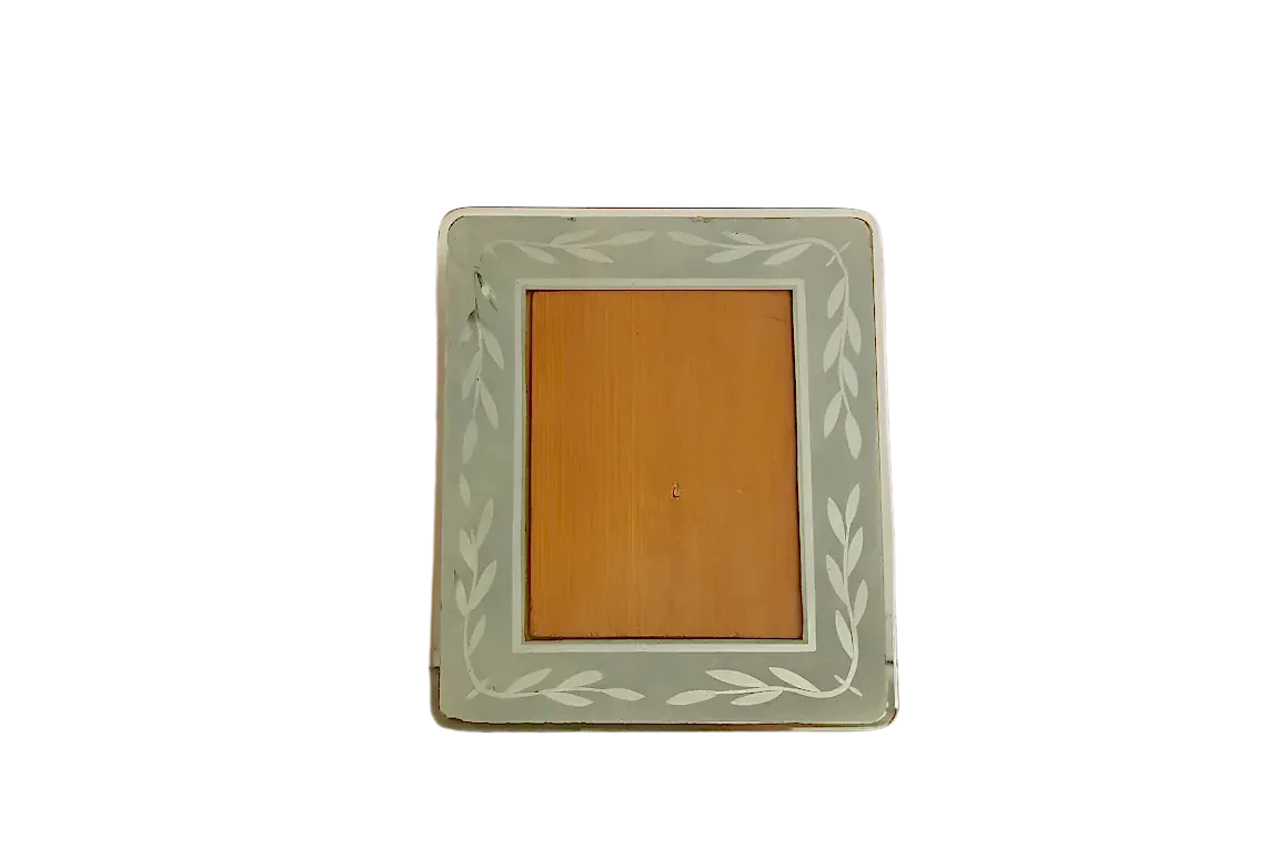 ART DECO PICTURE FRAME w. ETCHED LEAF MOTIF