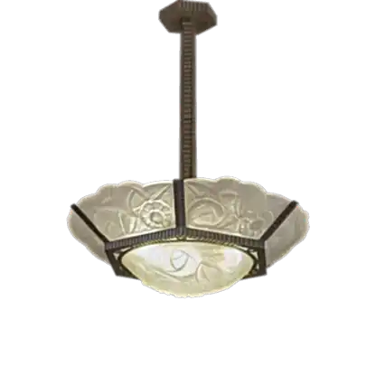 ART DECO FLORAL FROSTED GLASS PENDANT