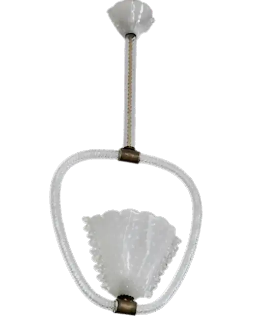 ART DECO SCALLOPED SEEDED MURANO GLASS PENDANT