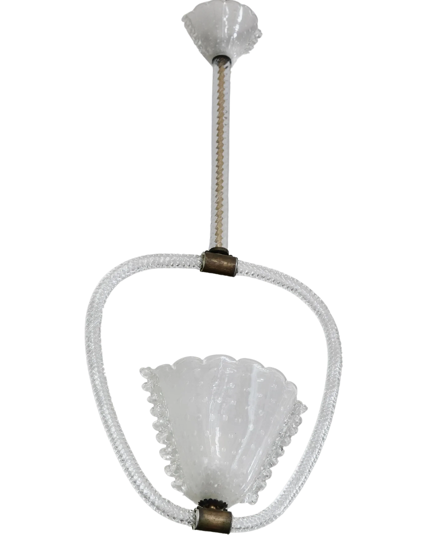 ART DECO SCALLOPED SEEDED MURANO GLASS PENDANT