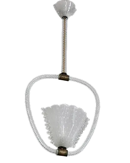 ART DECO SCALLOPED SEEDED MURANO GLASS PENDANT