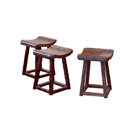 BRUTALIST HAND CARVED DIMPLED STOOL