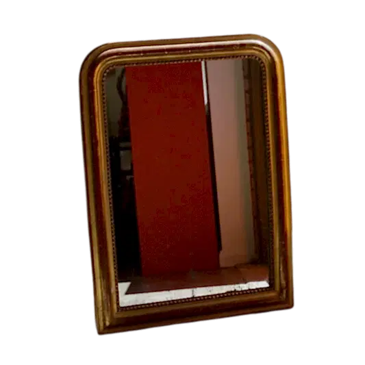 BEADED AGED LOUIS PHILIPPE GILTWOOD MIRROR