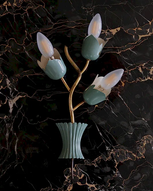 BRASS FLORAL STILNOVO WALL SCONCES