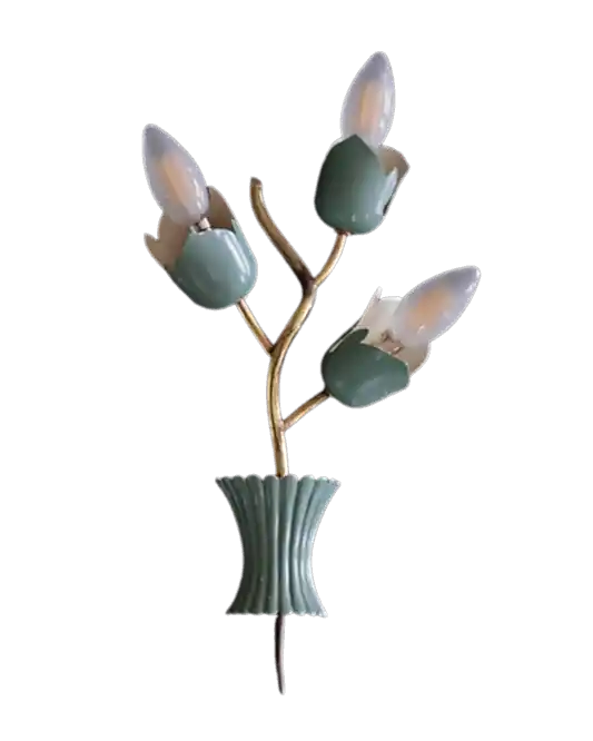 BRASS FLORAL STILNOVO WALL SCONCES