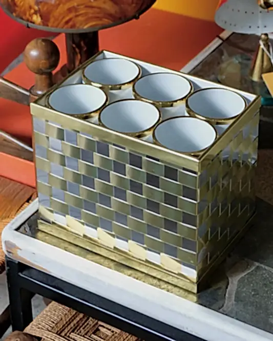 BRASS CHECKERED WINE STAND