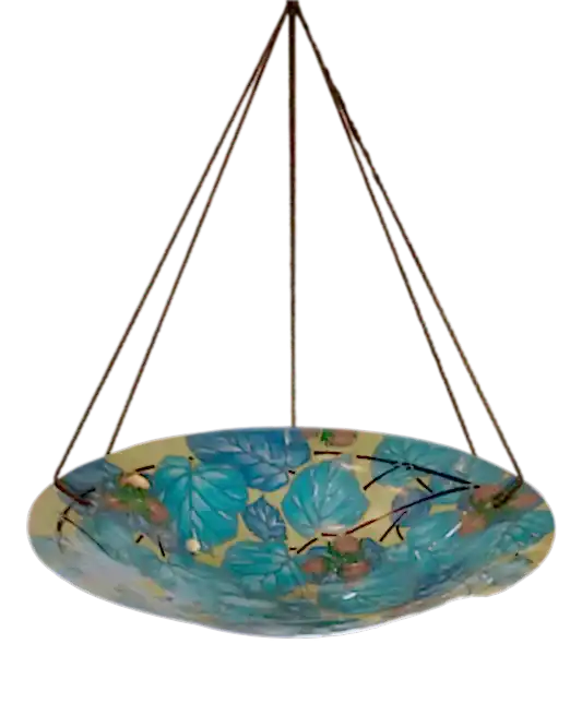 ART DECO HAND PAINTED FLORAL PENDENT LIGHT