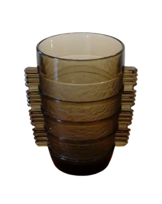ART DECO TEXTURED STRIPE WINGED VASE