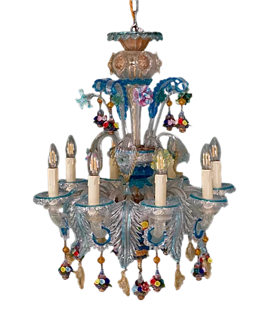 BLUE MURANO GLASS REZZONICO VENETIAN CHANDELIER