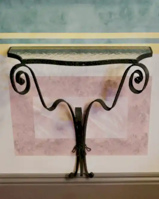 WROUGHT IRON SCROLLED MOUNTED CONSOLE