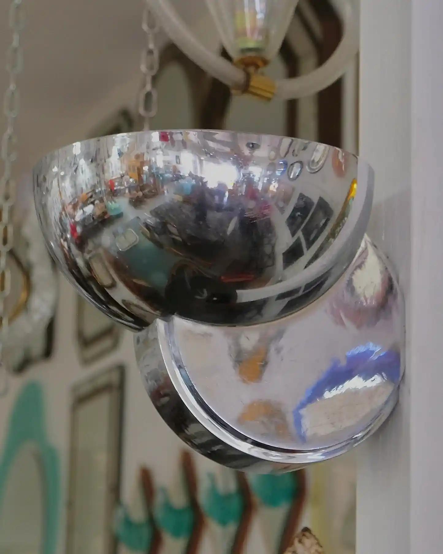 ART DECO CHROME DISH SCONCES