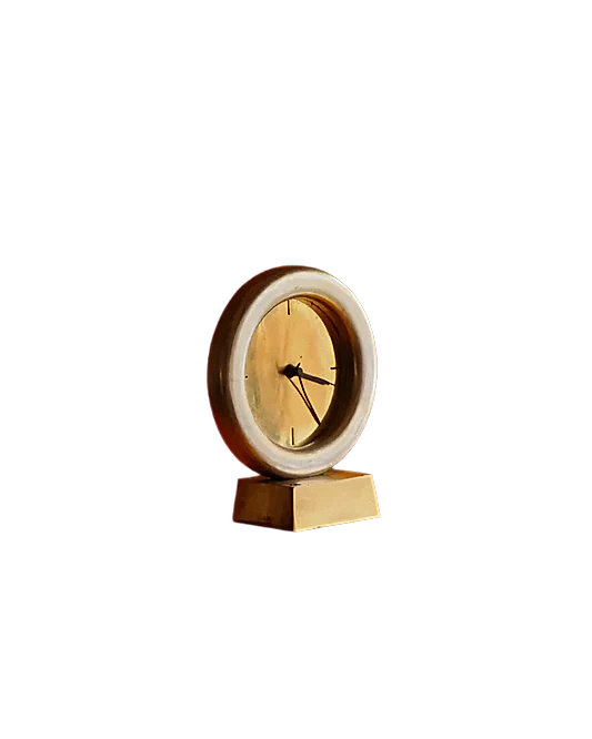 BRASS CLOCK w. CAST ALUMINIUM FRAME