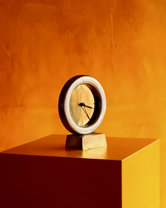 BRASS CLOCK w. CAST ALUMINIUM FRAME
