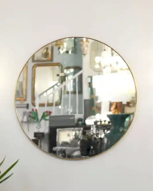 BRASS FRAMED ROUND MIRROR