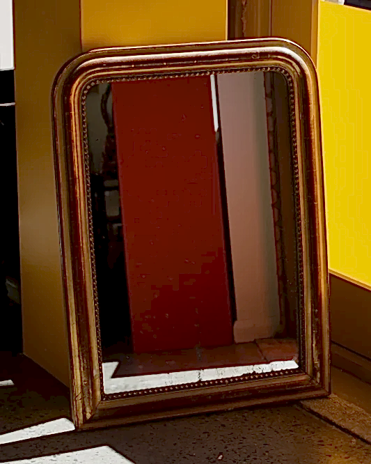 BEADED AGED LOUIS PHILIPPE GILTWOOD MIRROR