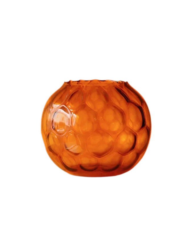 AMBER BUBBLE GLASS BOWL VASE