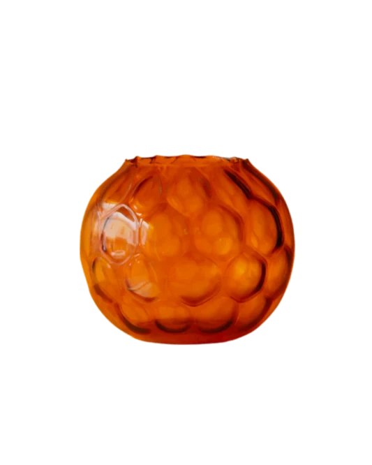 AMBER BUBBLE GLASS BOWL VASE