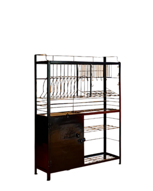 BLACK METAL KITCHEN RACK w. STORAGE
