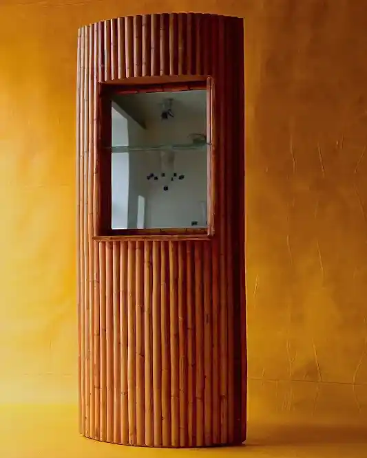BAMBOO WALL MOUNTED MIRROR CONSOLE