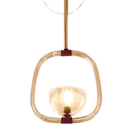 ART DECO BRASS MURANO GLASS PENDANT