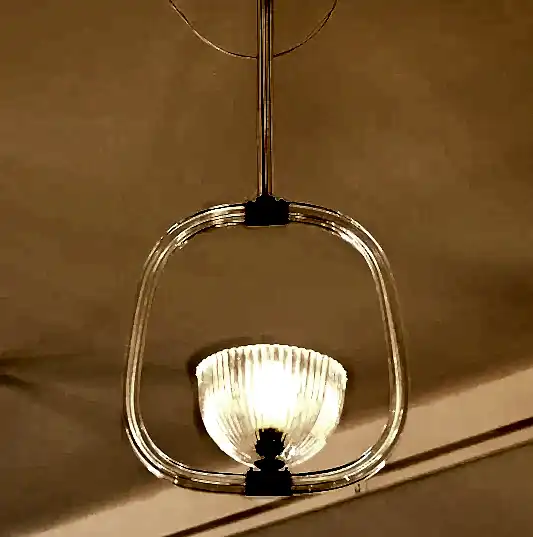 ART DECO BRASS MURANO GLASS PENDANT