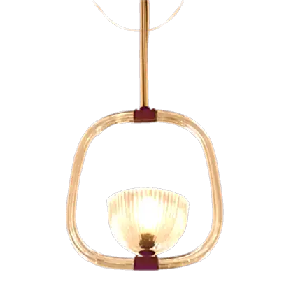 ART DECO BRASS MURANO GLASS PENDANT