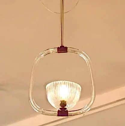 ART DECO BRASS MURANO GLASS PENDANT