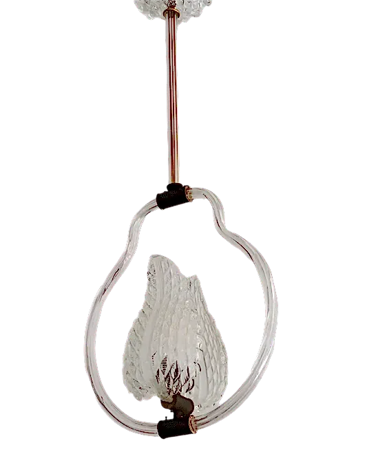 ART DECO MURANO GLASS PENDANT w. LEAF