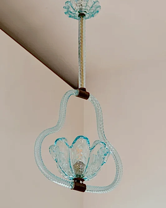 BLUE MURANO GLASS TAPERED PENDANT