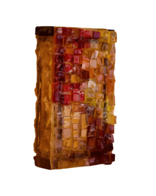 BRUTALIST MOSAIC SLAG GLASS WALL SCONCE