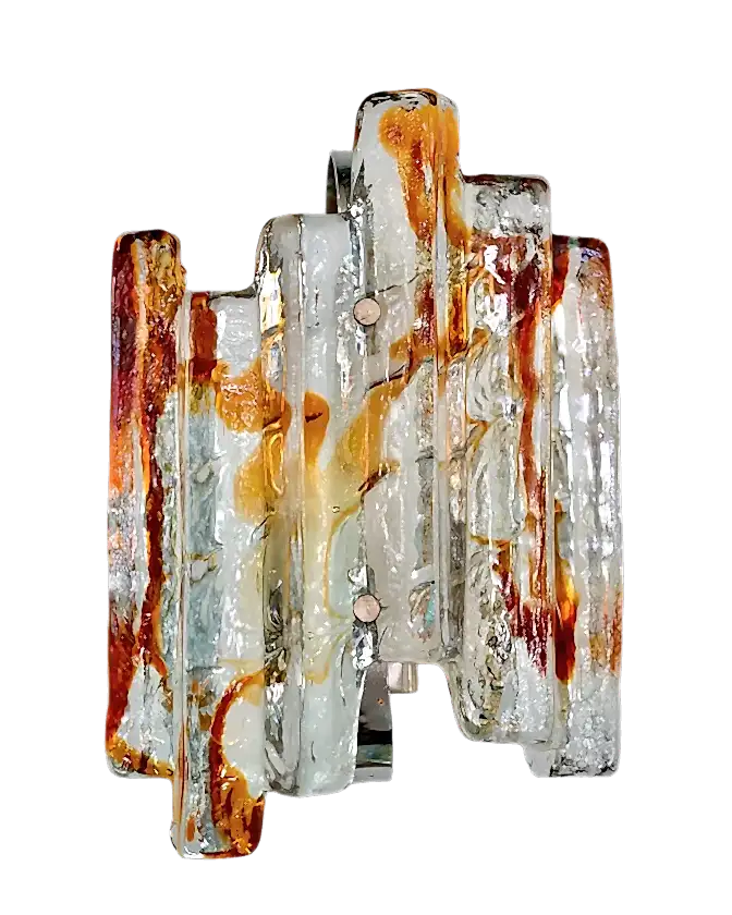 AMBER & CLEAR MURANO GLASS SCONCE