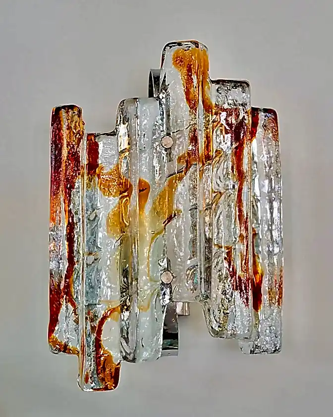 AMBER & CLEAR MURANO GLASS SCONCE