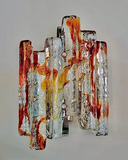 AMBER & CLEAR MURANO GLASS SCONCE
