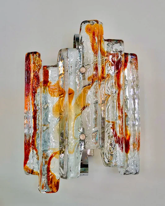 AMBER & CLEAR MURANO GLASS SCONCE
