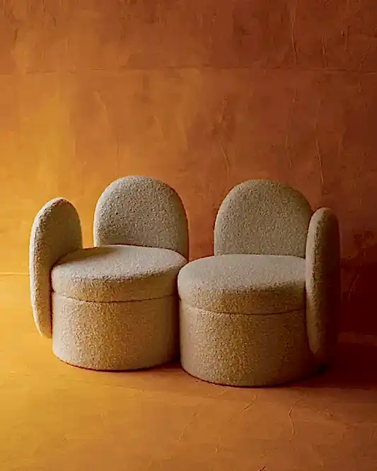 BOUCLE DOUBLE BACKED CHAIRS