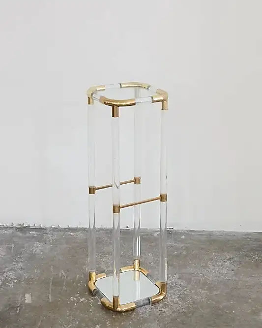BRASS & LUCITE PEDESTAL