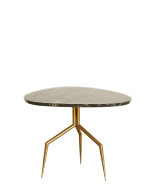 ART DECO MARBLE SIDE TABLE w. BRASS BASE