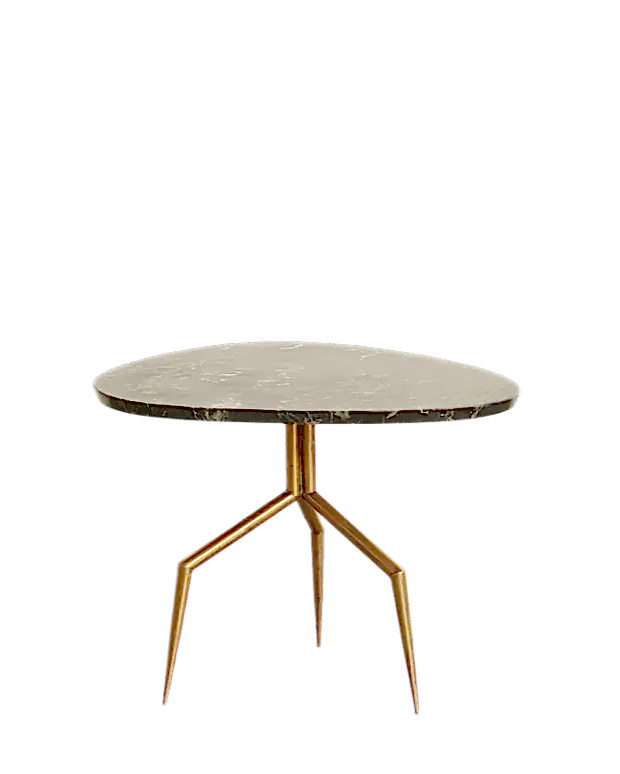 ART DECO MARBLE SIDE TABLE w. BRASS BASE